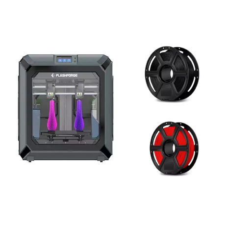 uc Flashforge Creator 3 3D Printer + CS Black & Red PLA Filament